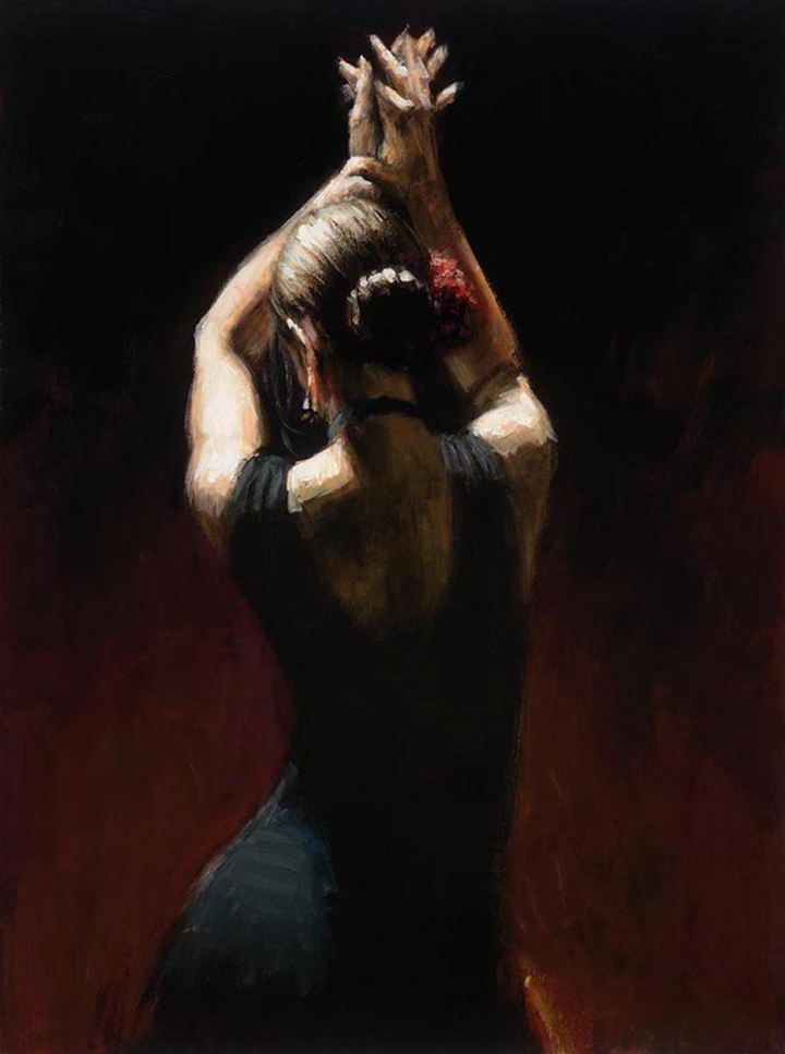 Flamenco Dancer in Black Dress by Fabian Perez